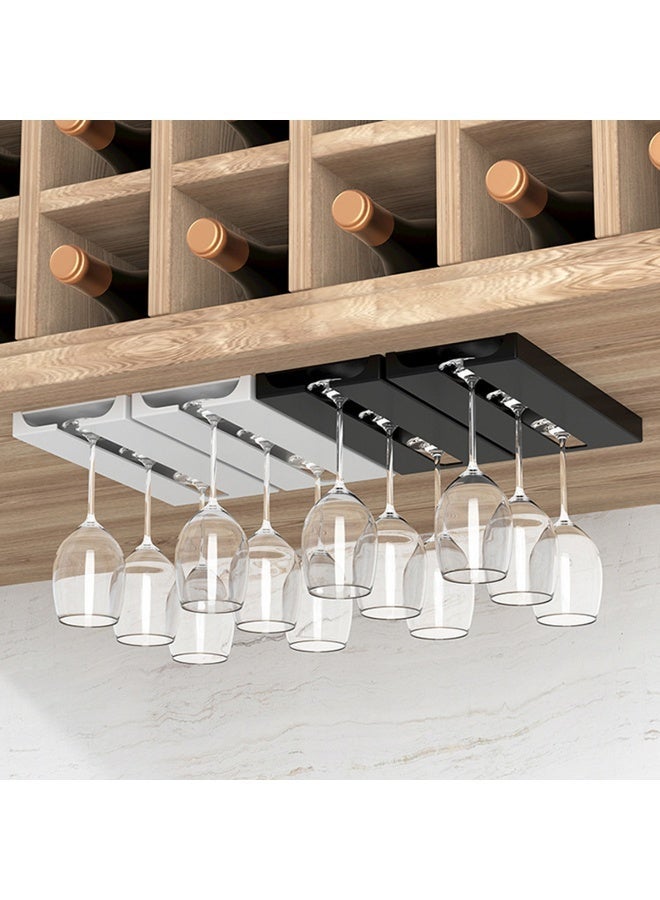 Wine Glass Holder - Punch-free Wine Glasses Holder Under Cabinet, Hanging self-adhesive Stemware Rack, for Home Bar (Excluding Cups) (White, 2 Pack, A) - Image 2